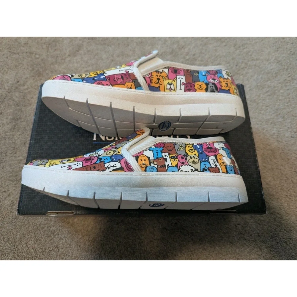 NIB Nurse Mates Adela Multi Color Animals Slip On Slip Resistant Size 6.5 - Picture 4 of 7